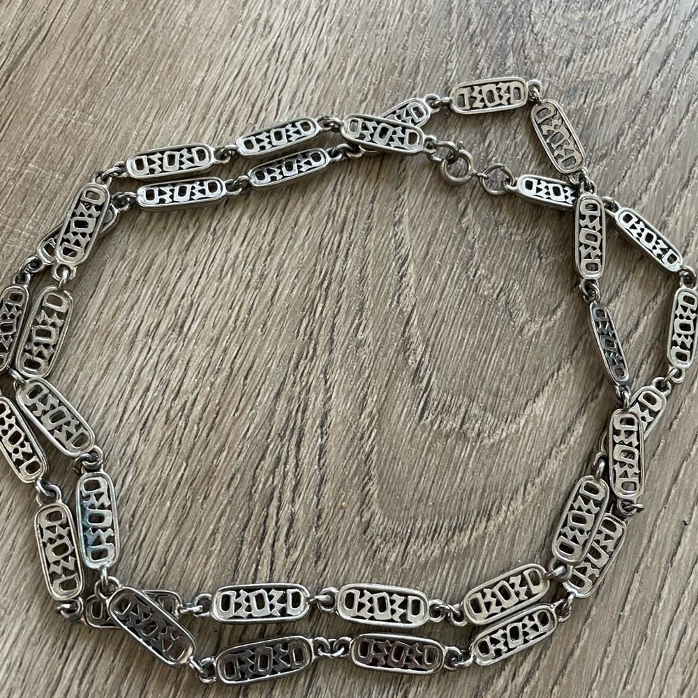 Vintage Silver Tone Long Abstract Chain Necklace Y2K 90s Grunge Era